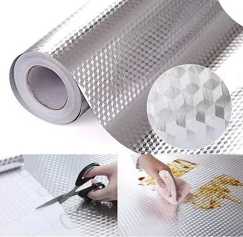 Papel Mural Cocina Papel Aluminio Autoadhesivo Laminas 3mts -6