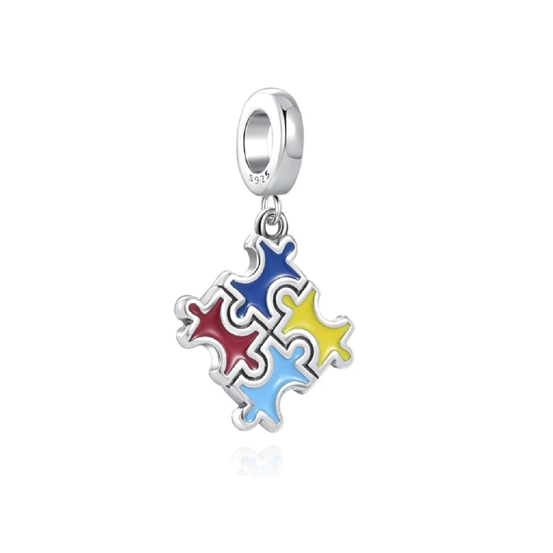 Charm Puzzle Colorido Autismo en Plata Fina 925-0