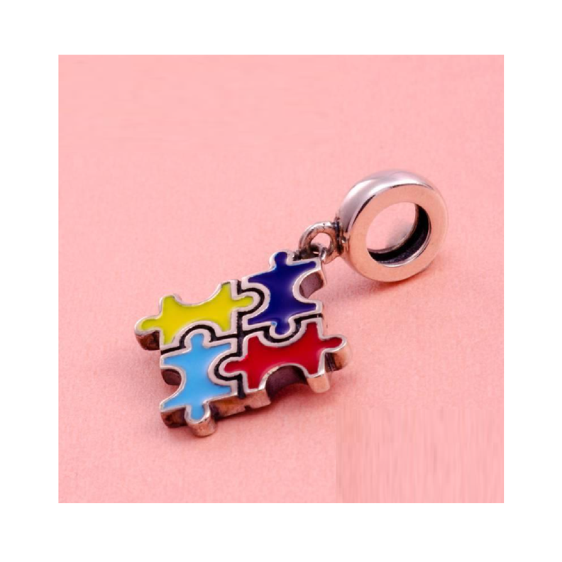 Charm Puzzle Colorido Autismo en Plata Fina 925-3