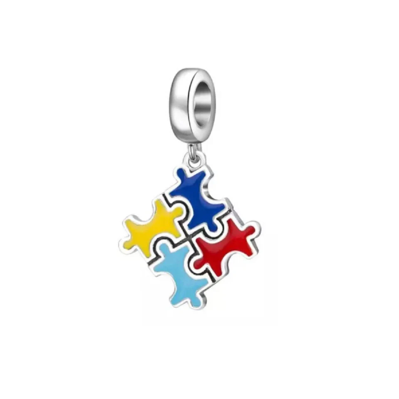 Charm Puzzle Colorido Autismo en Plata Fina 925-1