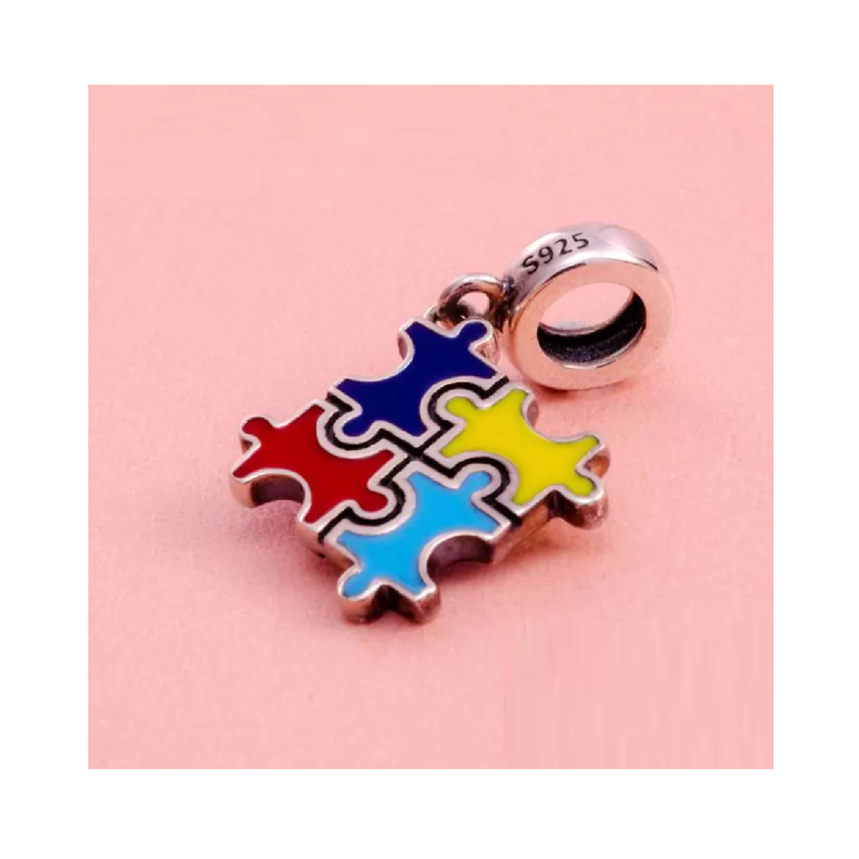 Charm Puzzle Colorido Autismo en Plata Fina 925-2