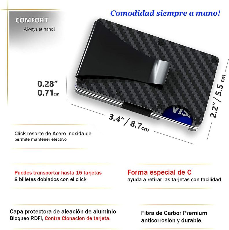 Billetera Minimalista Tarjetero Fibra Carbon-5