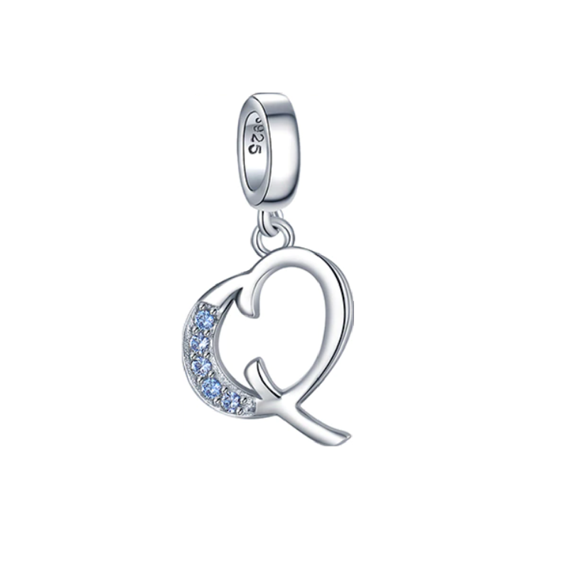 Charm Letra Q en Plata Fina 925 SILVER HEART-0