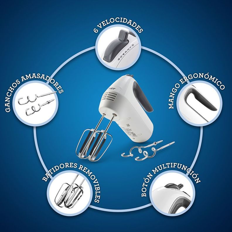 Batidora de mano Oster® blanca 6 velocidades función turbo FPSTHM3532-5