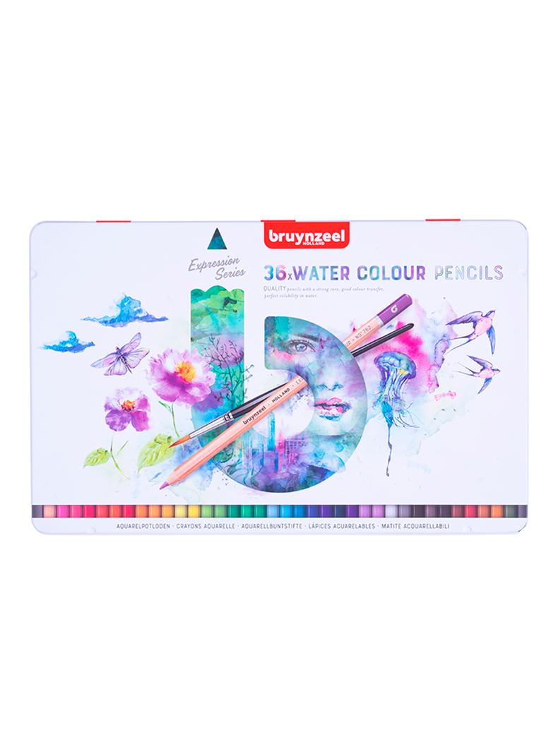 LÁPICES ACUARELABLES 36 COLORES + PINCEL CAJA METÁLICA-0