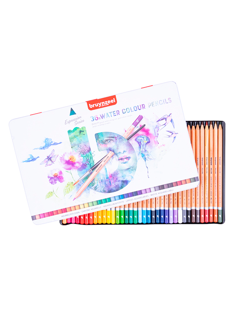 LÁPICES ACUARELABLES 36 COLORES + PINCEL CAJA METÁLICA-1
