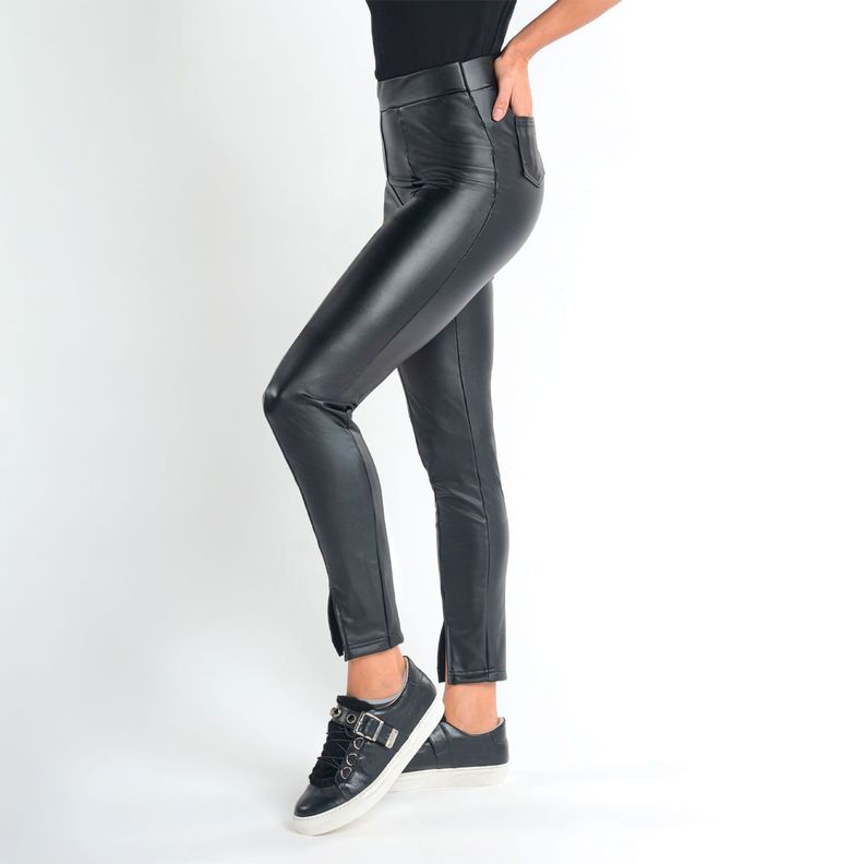Legging Efecto Cuero Negro Caffarena-1