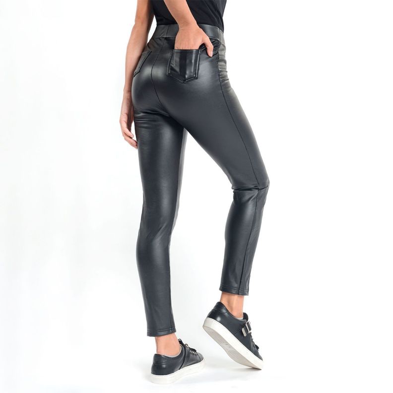 Legging Efecto Cuero Negro Caffarena-2