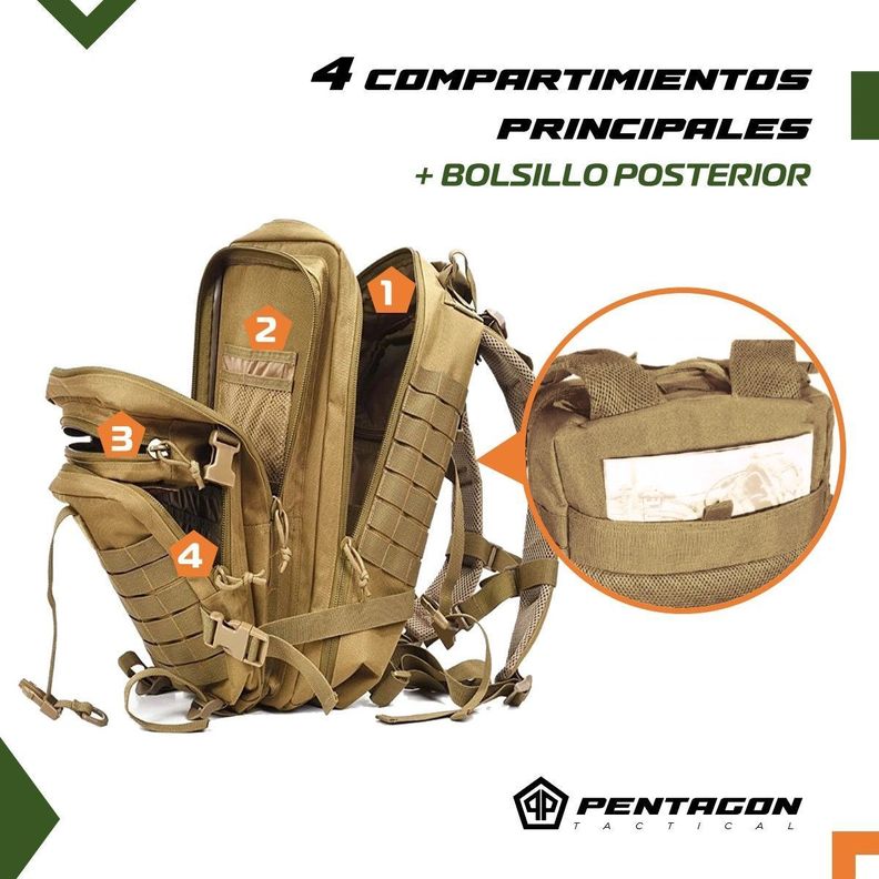 Mochila Tactica Militar Outdoor Pentagon 45L Impermeable-2
