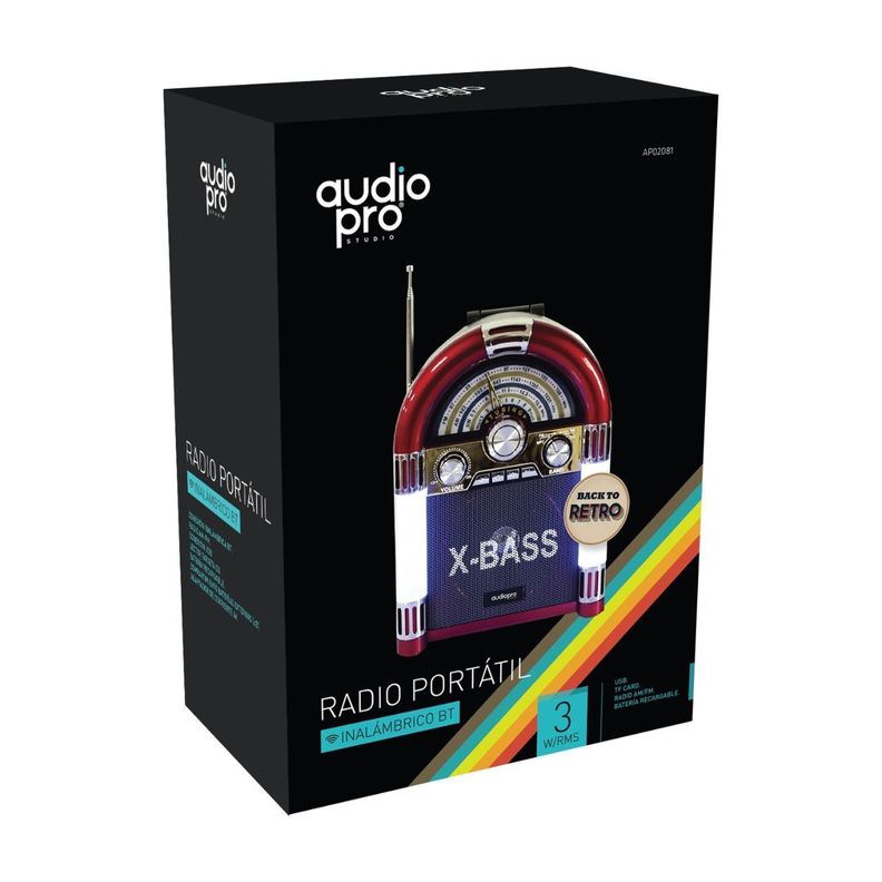 Radio Rockola AM FM Portatil Inalambrica Recargable Audiopro-1