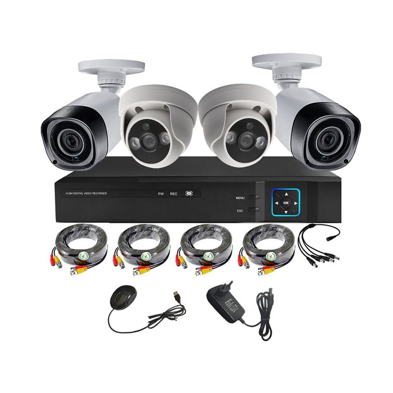 Kit 4 Cámaras de Seguridad Mixto HD 1MP - M43L-0