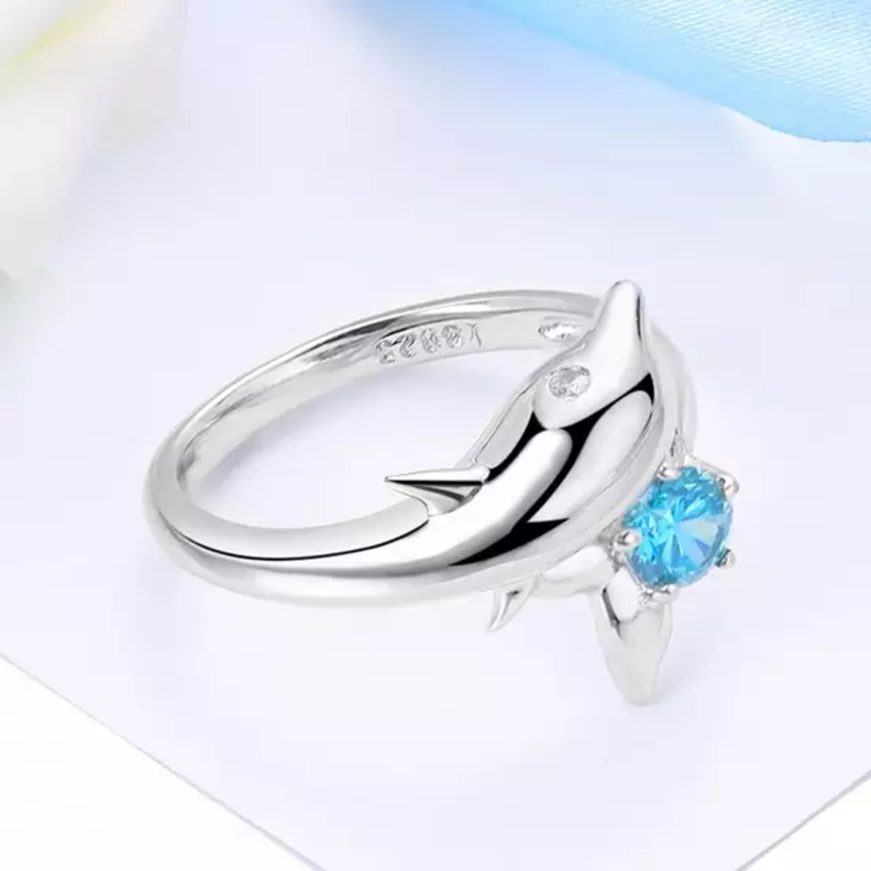 Anillo Delfin Turquesa Plata 925 Ajustable-2