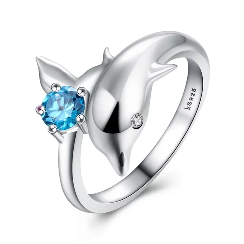 Anillo Delfin Turquesa Plata 925 Ajustable-0