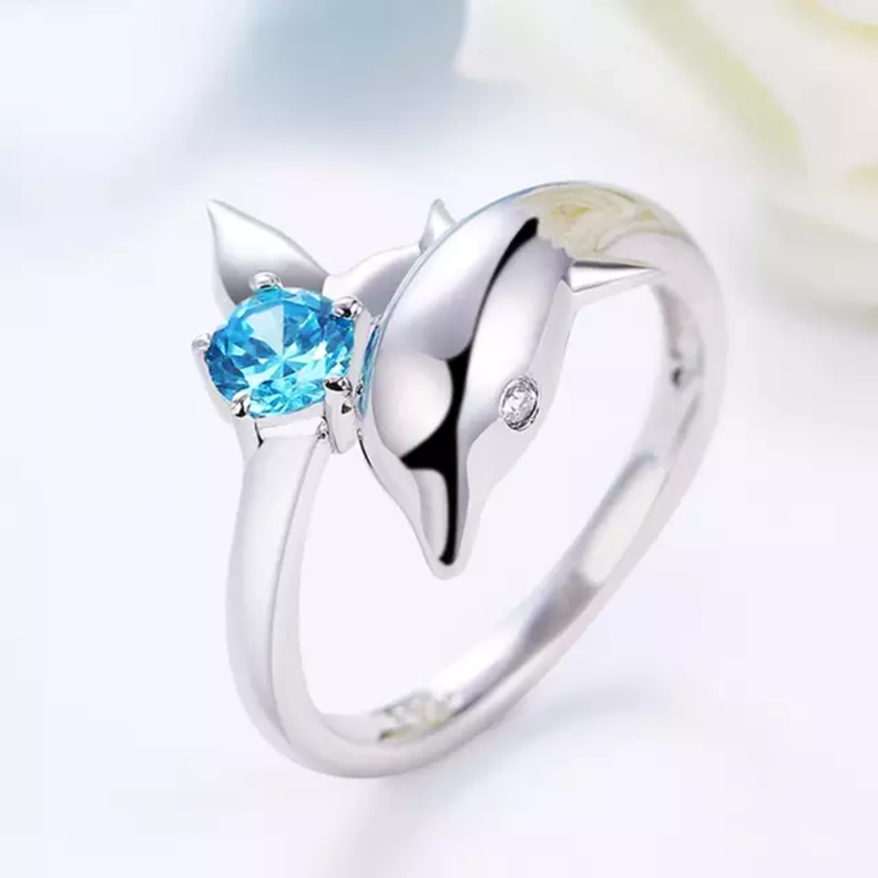Anillo Delfin Turquesa Plata 925 Ajustable-1