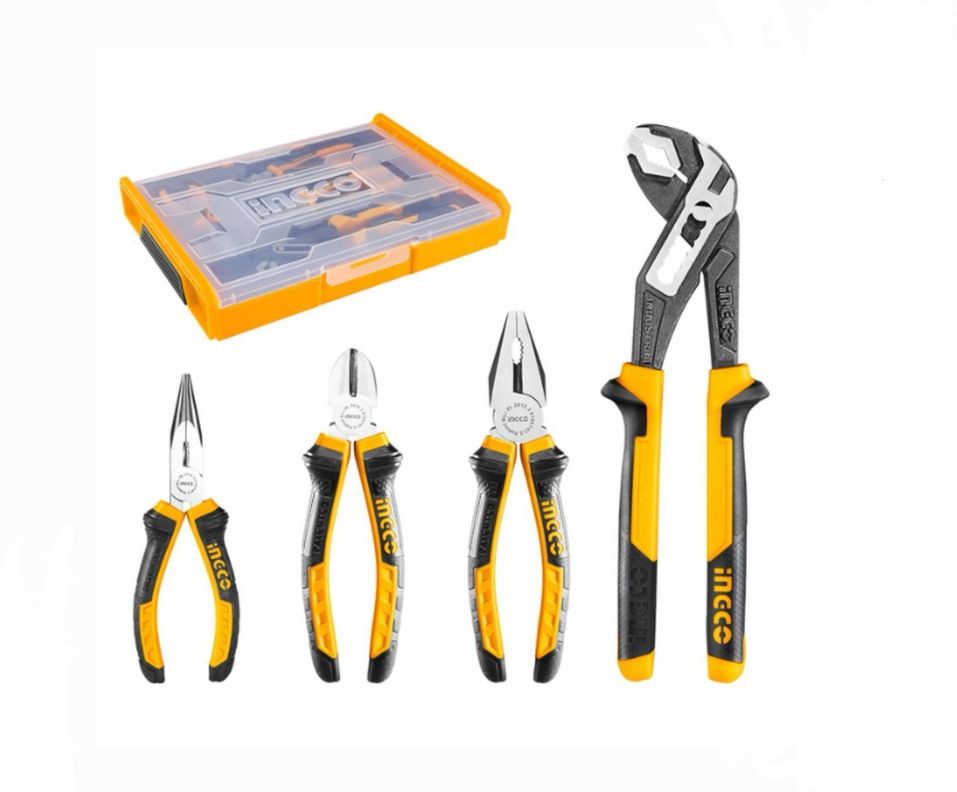 Set Juego De 4 Alicates Ingco + Caja Apilable-5