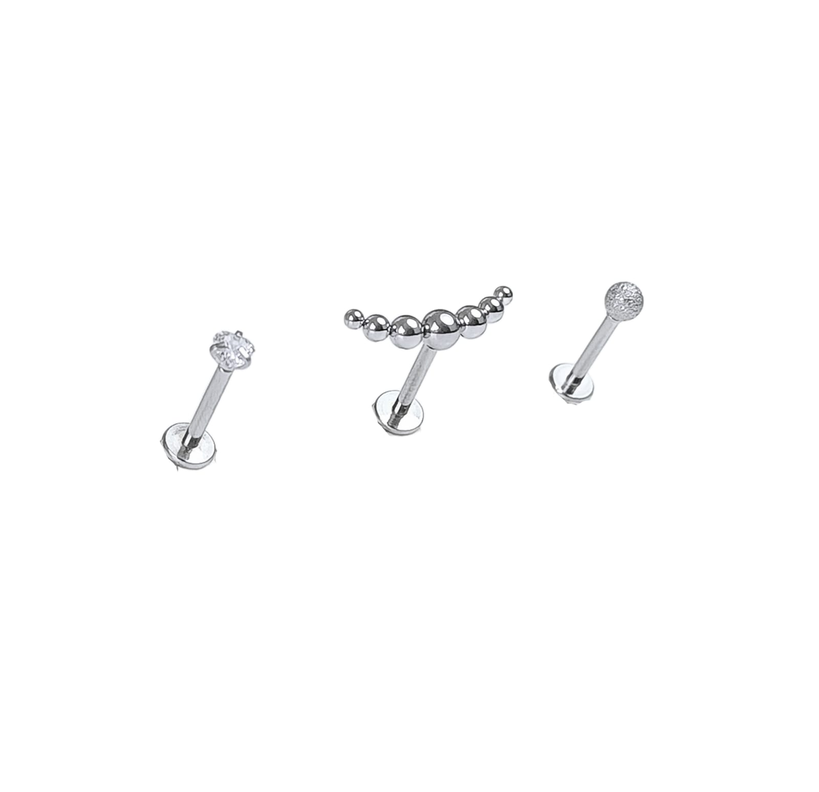 Set Piercing Modelo Nova Acero Quirúrgico Nostril Labret Punto Trepador-0
