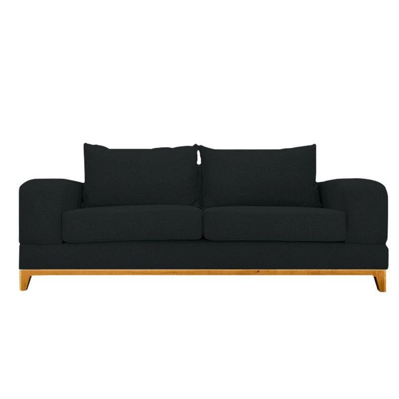 Sofa Basalto Felpa Negro 3 Cuerpos
