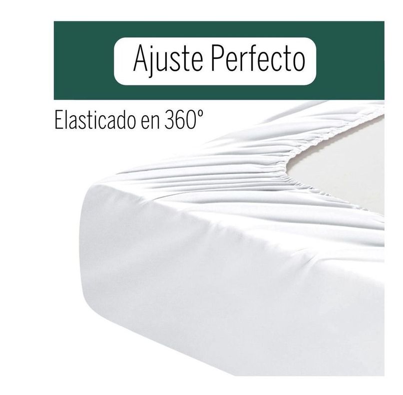 JUEGO DE SÁBANA 2 PLAZAS 144 HILOS ALGODÓN CON POLIÉSTER COLOR BLANCO-1