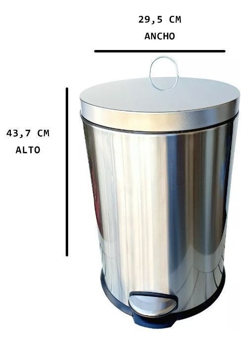 Basurero Papelero Pedal 20 Lts Acero Inoxidable-1
