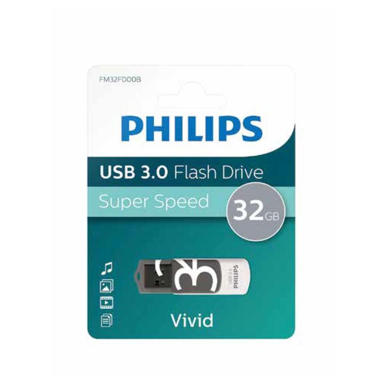 Pendrive Philips Vivid 32GB USB 3.0 Super Speed Gris-2