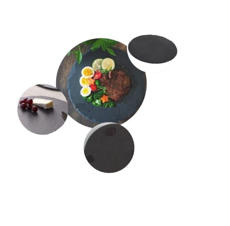 Plato Redondo Natural Plancha Piedra Emplatado Bandeja 20cm-1
