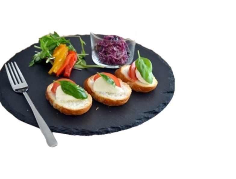 Plato Redondo Natural Plancha Piedra Emplatado Bandeja 20cm-0