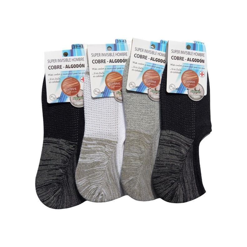 Pack De 4 Pares De Calcetines Invisibles Hombre Cobre Algodón-0