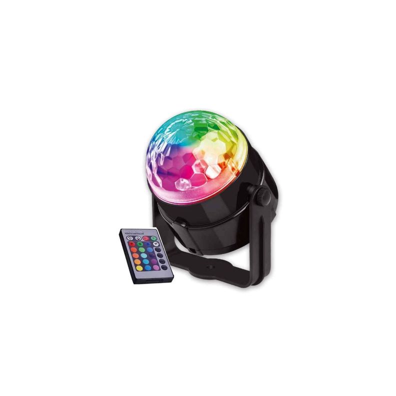 Luz Bola Led Giratoria Fiesta Multicolor Con Control - Ps Negro