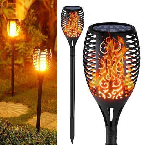 Pack X4 Lampara Solar Led Flama Antorcha Estaca Impermeables Pequeñas 52cm-2