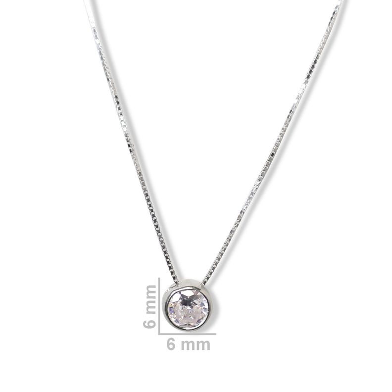 Collar Circón 6mm Punto de Luz Cadena Veneciana Plata Fina 925-1