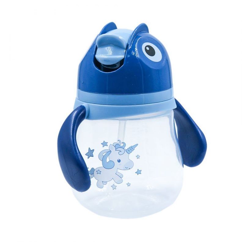 Vaso antiderrame con bombilla botella de transición con asas para Bebes Azul QBSB-1-0