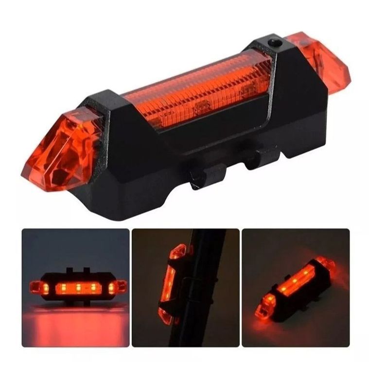Pack 2 Luces Bici Recargables Usb Delantera + Trasera 5 Led-1