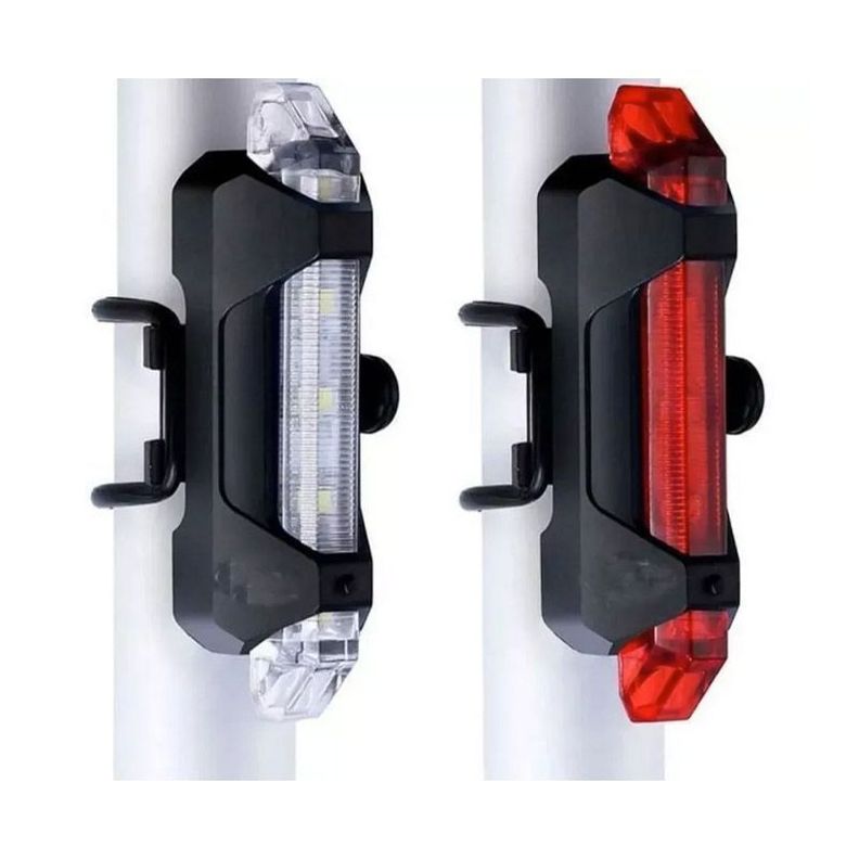 Pack 2 Luces Bici Recargables Usb Delantera + Trasera 5 Led-0