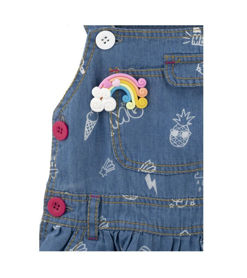 Vestido de Jeans Estampado con Prendedor Pumucki-1