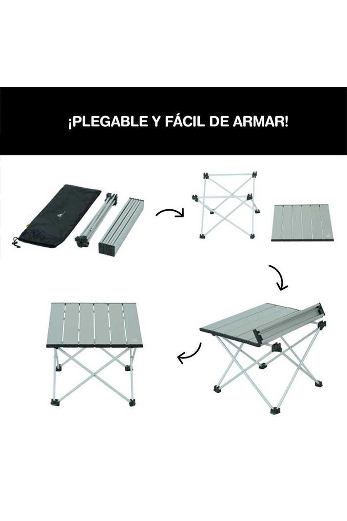 Mesa de Camping Plegable Portátil Gris-4