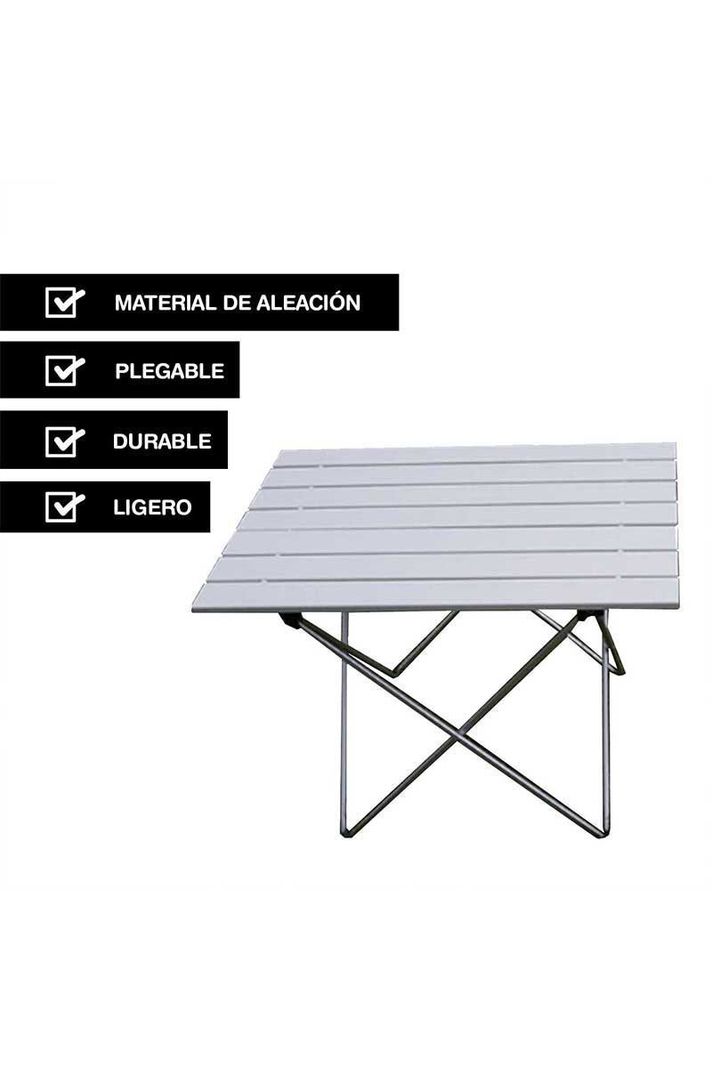 Mesa de Camping Plegable Portátil Gris-3