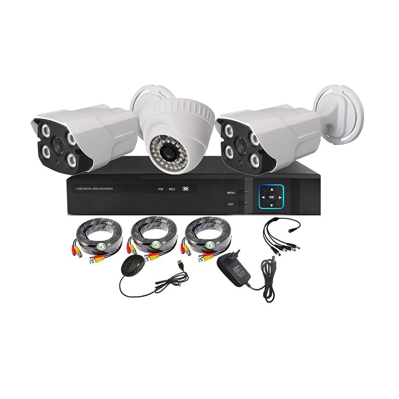 Kit 3 Cámaras de Seguridad Mixto HD 1MP - M34L-0