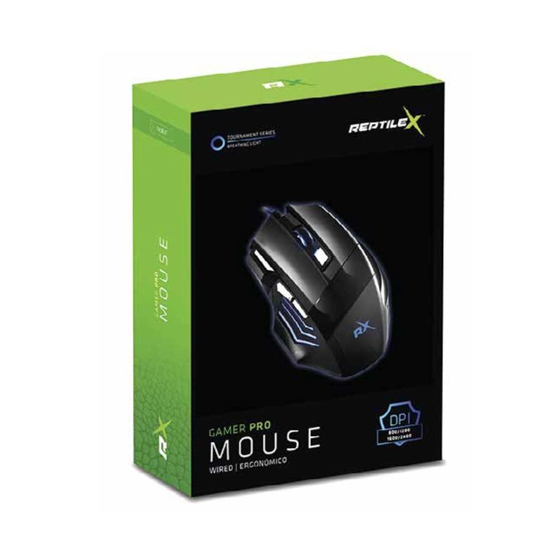 Mouse Gamer Ergonomico 2400 DPI 7 Botones Reptilex-2