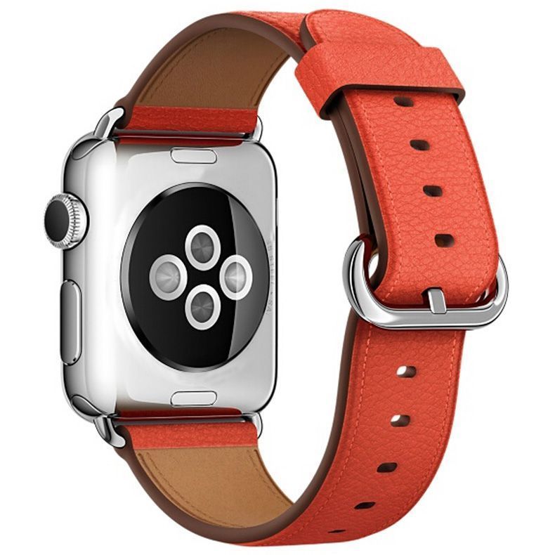 Correa Cuero Compatible Iwatch Apple Watch Naranja 38-40-41MM-0