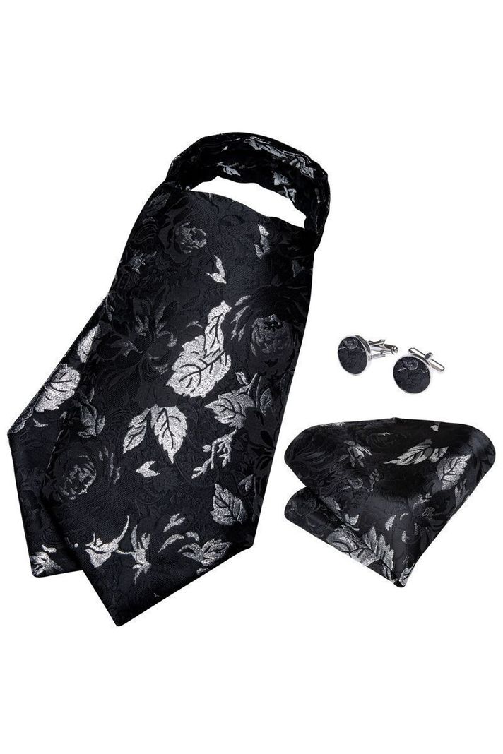 Set Corbata Gruesa Ascot + Paño + Collera formal hombre. Dark Autumn-1