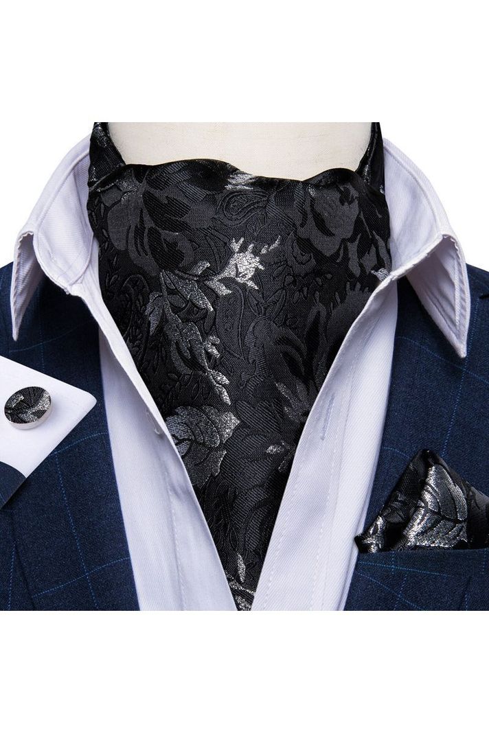 Set Corbata Gruesa Ascot + Paño + Collera formal hombre. Dark Autumn-2