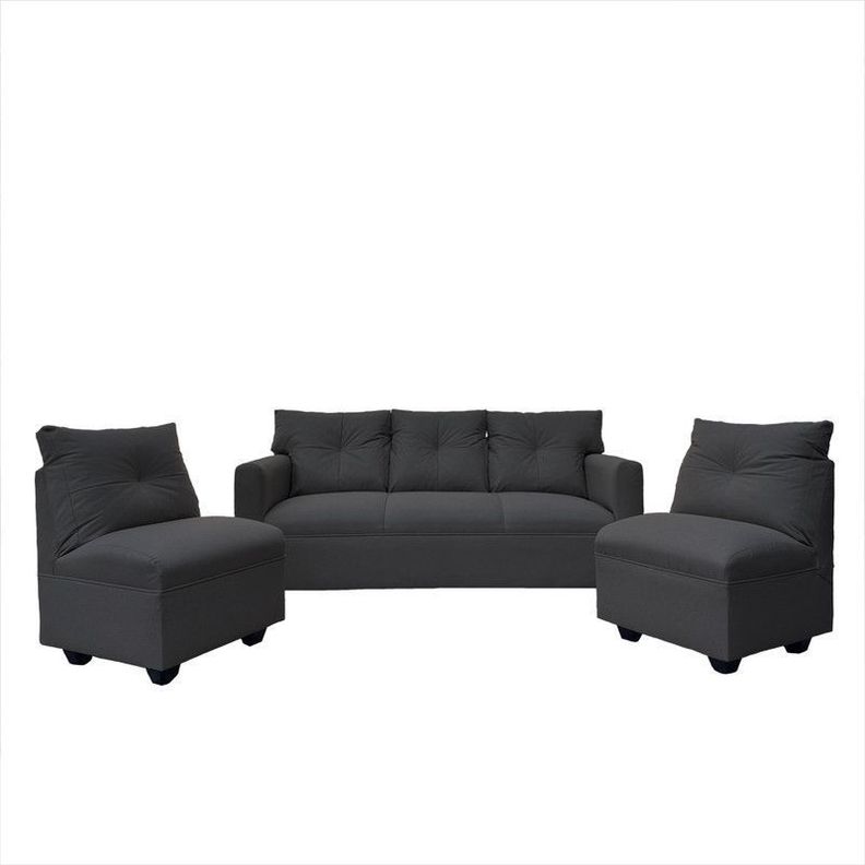 Juego Living Mateo Chenille Grafito Pata Plastica 3C.1C.1C-0