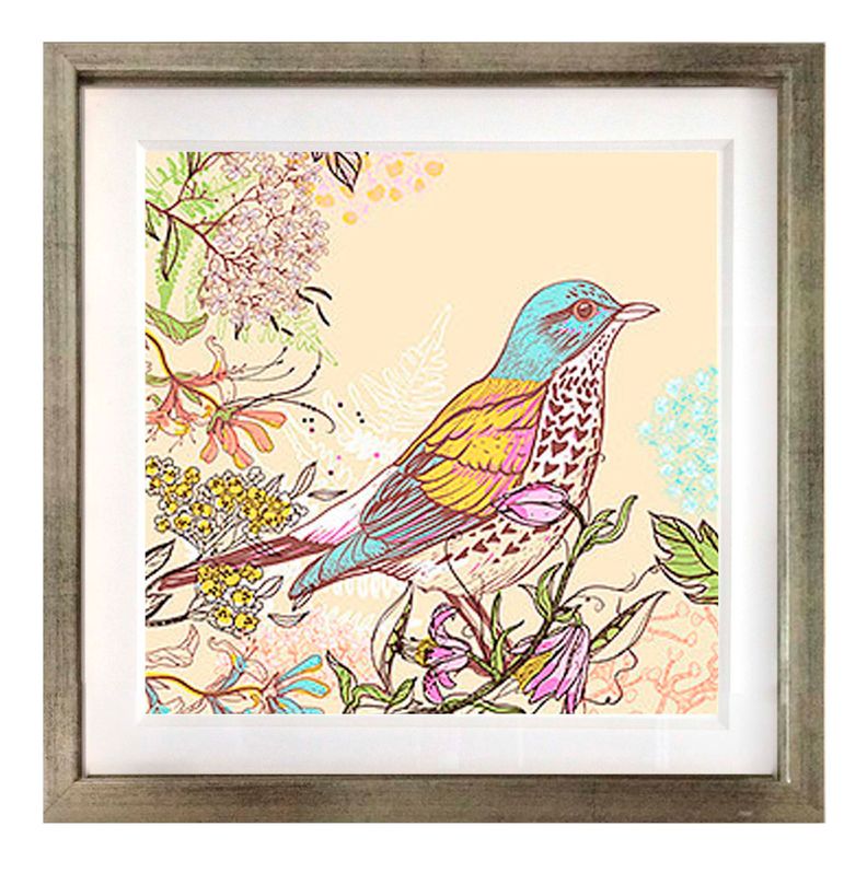 Set 4 Cuadros Plateado Pajaros Vintage 30X30-1