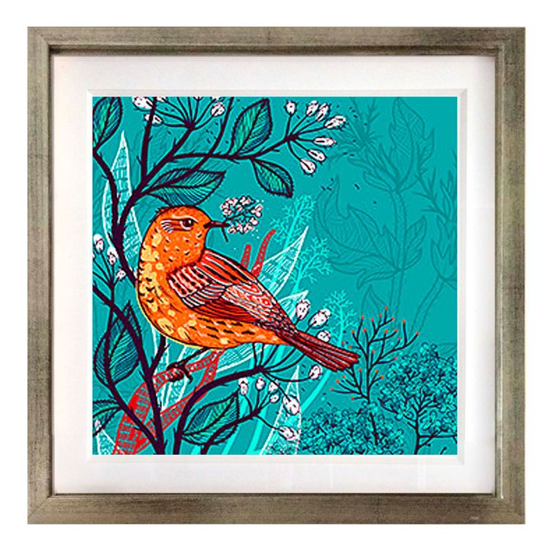Set 4 Cuadros Plateado Pajaros Vintage 30X30-3