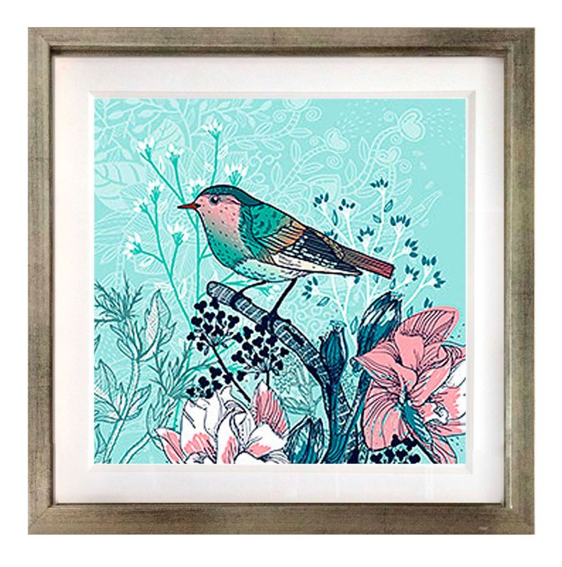 Set 4 Cuadros Plateado Pajaros Vintage 30X30-2