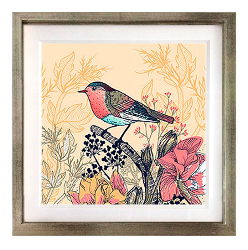 Set 4 Cuadros Plateado Pajaros Vintage 30X30-4