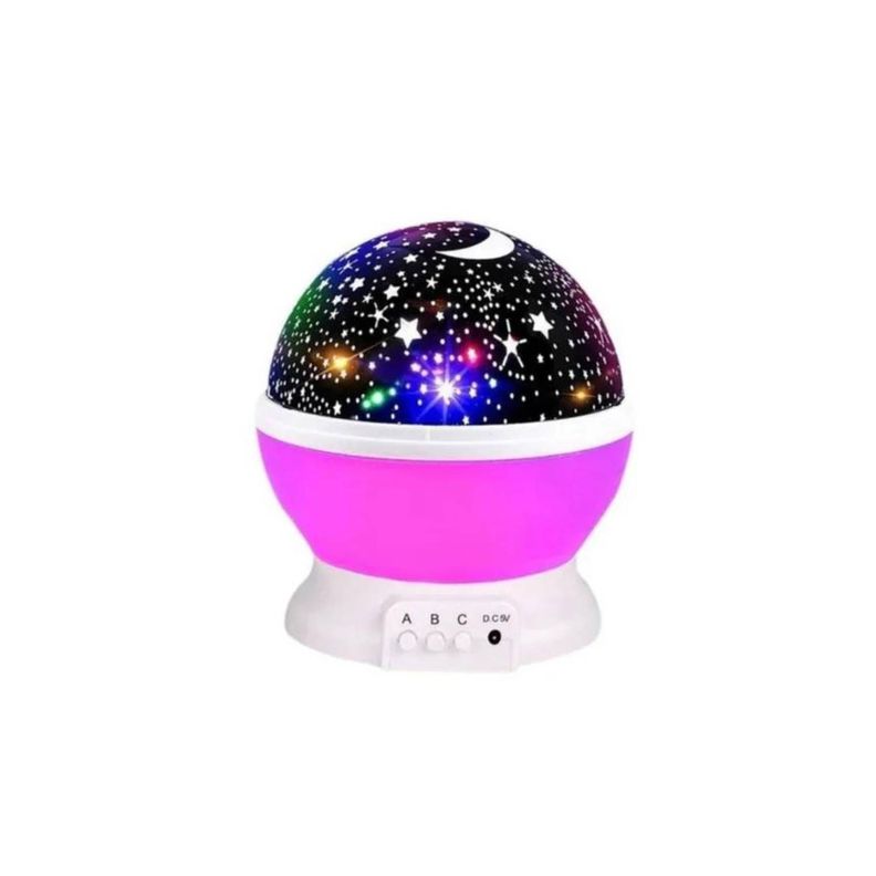 Lámpara Led Proyector Giratorio Espantacuco Galaxia Velador Rosado-0