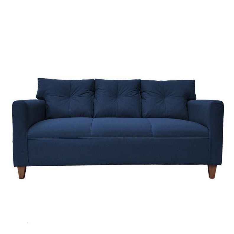 Sofá Mateo Chenille Azul Pata Madera 3C-0