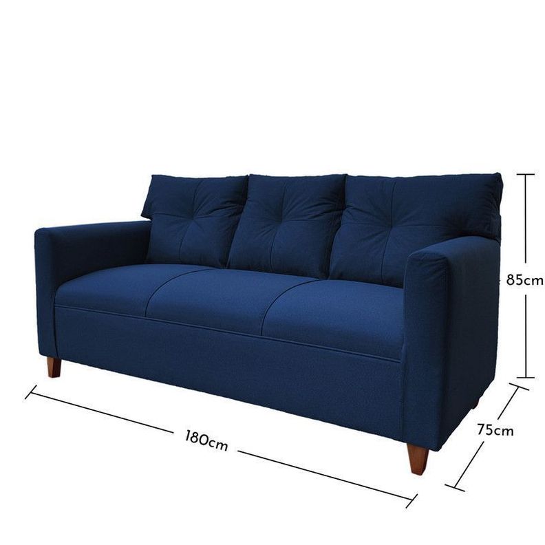 Sofá Mateo Chenille Azul Pata Madera 3C-4