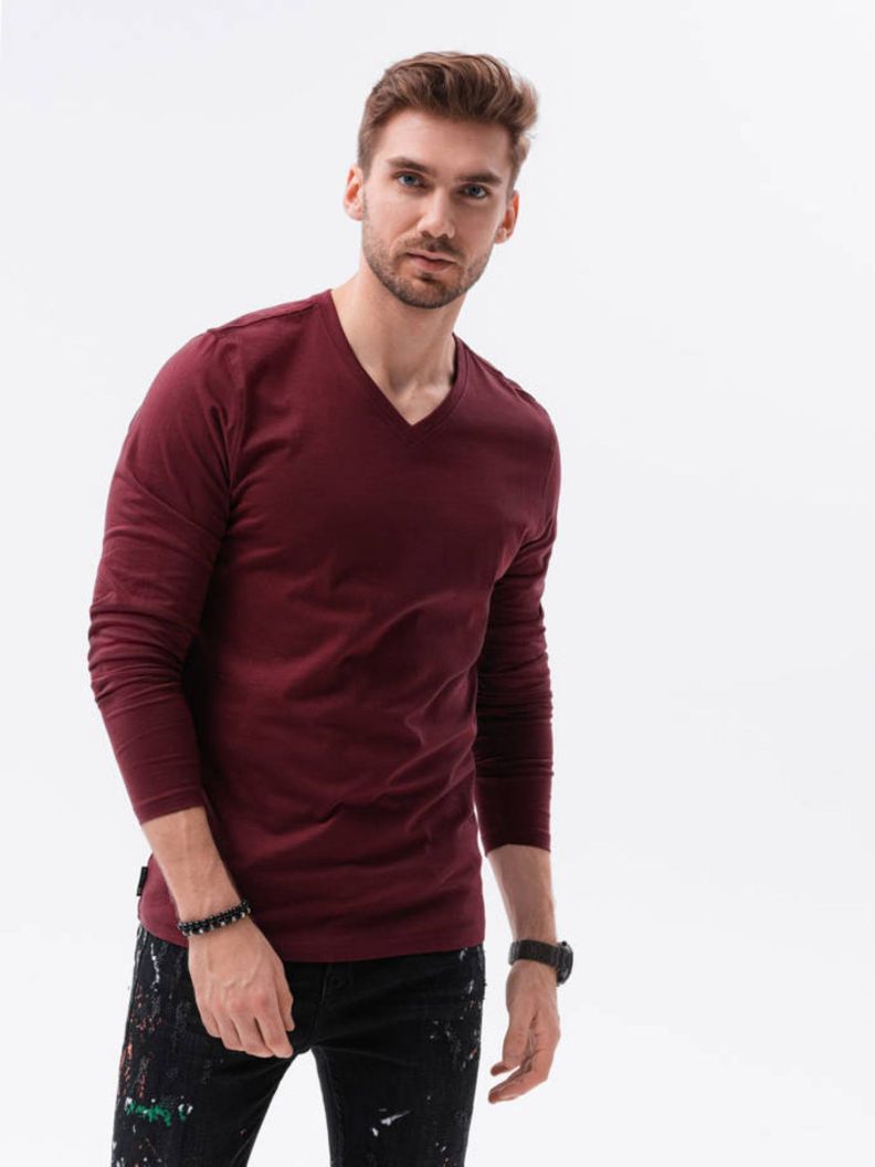Polera Hombre Manga Larga Cuello V -1